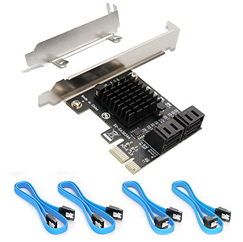 SATA Karte, PCIE 3.0, 4 Ports mit 4 SATA-Kabeln, SATA-Controller-Erweiterungskarte mit Low-Profile-Halterung, Non-Raid, Booten als Systemfestplatte