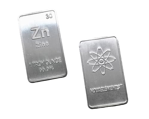 Zink Barren, Zink metallisch, Zink Barren 31.1 Gramm, Zink Barren 1 Troy oz, für Sammlung Periodensystem Elemente und Investition