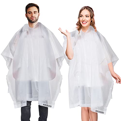 2 Stück Regenponcho, EVA Wiederverwendbarer Tragbarer Unisex-Regencape für Survive, Fahrrad, Wandern, Camping, Angeln, Konzert, Stadion, Festival (Weiß)