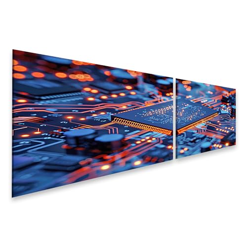 islandburner Prime Bild auf Leinwand Dunkelblaues Wandbild einer detailreichen KCCE-Leiterplatte Computerraum Elektronikladen Bilder Wandbilder Poster