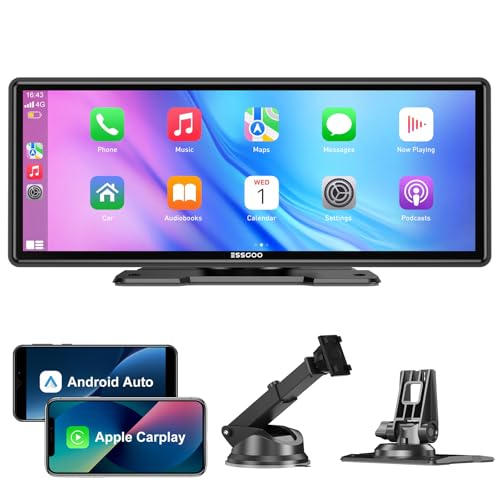 ESSGOO A-pple CarPlay & Android Auto,10.26 Zoll IPS Carplay Display,Unterstützt Siri & G-oogle Assistant, Online-Karten, einfache Installation, geeignet für Verschiedene Fahrzeugmodelle