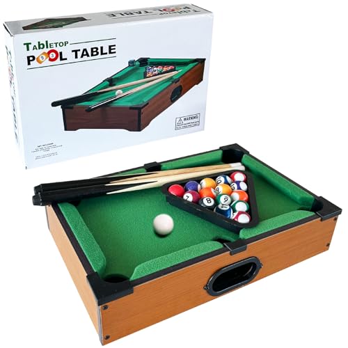 Mini Billiard Tisch,Mini Pool Billardtisch Pooltisch Spiel,Billardtisch Pooltisch Set mit 2 Queues, 16 Billardkugeln, Triangel zur Anordnung,Tragbarer Stressabbau-Tisch-Snooker-Spiel-Set