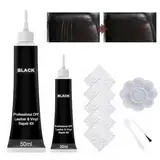 Pluvyze 2 Stück Leder Reparatur Set,50ml+20ml Flüssigleder Schwarz,Kunstleder Reparaturset,Lederreparatur Creme,Lederreparaturset Schwarz,Für Auto Lederlenkrad Sofa Gürtel Kunstleder Kratzer Risse