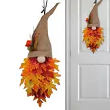 Herbstkranz Für Haustür Ahornblatt Türkranz Dekoration Herbstkranz Kunstkranz Halloween Türkranz Künstlich Türkranz Mit zwergs Herbstlaub Ahornblatt Herbstkranz Haustür Dekoration Für Halloween