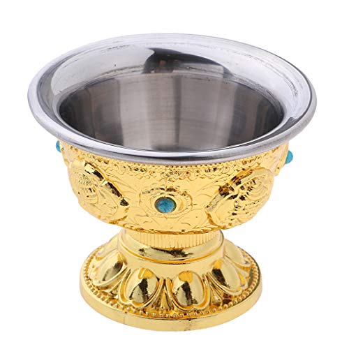 SM SunniMix Legierung Buddhistische Wasserschale Obstschale Schale Schüssel Dekoration für Tempel, Gold