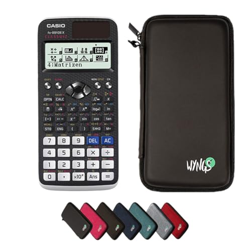 Casio fx-991DE X Classwiz wissenschaftlicher Taschenrechner inklusive Schutztasche von WYNGS in Schwarz - Basic Set