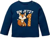 MoonWorks® Baby Langarm-Shirt 1. Geburtstag Fuchs Bin jetzt 1 Tiermotive Fox Geburtstagsshirt Bio-Baumwolle Junge/Mädchen Navy 80/86 (10-15 Monate)