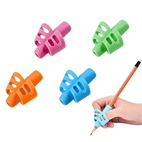 YYST 4 Stück Schreibhilfe für Stift Kinder,pencil grips for kids,Ergonomische Bleistift Griffe Silikon,Schreiben Haltungskorrektur Werkzeug für Bleistifte(4 Farben)