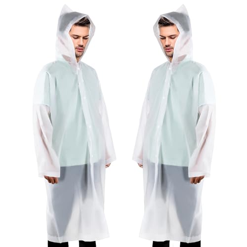 welsberg 2x Regenponcho Damen und Herren Wasserdicht Atmungsaktiv Regenjacke Regenschutz für Fahrrad Wandern Angeln Sport, Transparent