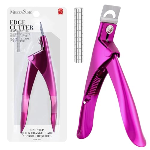 MelodySusie Acryl Nagelknipser mit 15 Stück Magneten Tip Cutter für Fake-Gel-Nägel Sharp Professional Maniküre Pediküre mit Längenmessung Trimmer Nagelpflege-Tools (Weinrot)