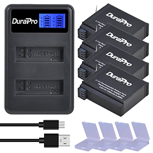 DuraPro 4X AHDBT-401 Battery Akku 1680mAh + LCD Dual USB Ladegerät für Gopro 4 Akku Gopro Hero 4 Kameras