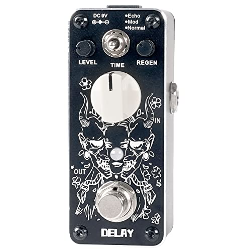 Sondery Digital Delay Gitarren effekt pedal - True Bypass, 3 Modi der Echo-Modulation und Normal - Mini-Größe mit Art-Design auf Aluminium-Hartschale oben und Diamantschliff entlang der Kante