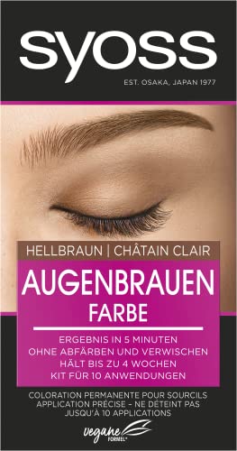 Syoss Augenbrauen Kit Augenbrauenfarbe 5-1 Hellbraun Stufe 3 (17 ml), Augenbrauen färben für einen natürlichen Look und ein langanhaltendes Ergebnis