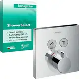 hansgrohe ShowerSelect - Thermostat Unterputz, Armatur mit Sicherheitssperre (SafetyStop) bei 40° C, eckiges Thermostat, Mischbatterie für 2 Verbraucher, Chrom, 15763000