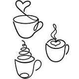 Ferraycle 3 Stück Kaffeetassen-Metall-Wandkunst, Draht, Kaffeebar, hängende Dekoration, Café-Thema, Vintage, rustikales Metallschild für Küche, Restaurant, Geschäft, Zuhause, Büro, Zubehör