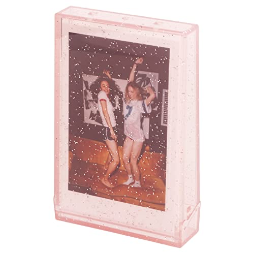 ASHATA Foto Aufbewahrungsbox für Polaroid, 3 Zoll Bildhalter Hülle, Sofortbildkamera Foto PC, Tragbare Foto Halter Hülle mit Handseil für Bildkarten (Rosa transparenter