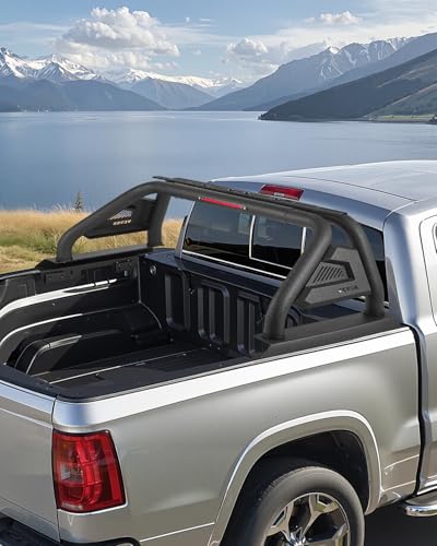 VEVOR Überrollbügel aus Karbonstahl Chase Rack für die Ladefläche, universeller einstellbarer (1372-1524 mm) Pickup Sport-Überrollbügel mit 6 LED-Bremslicht für mittelgroße Lkw (kein Träger)