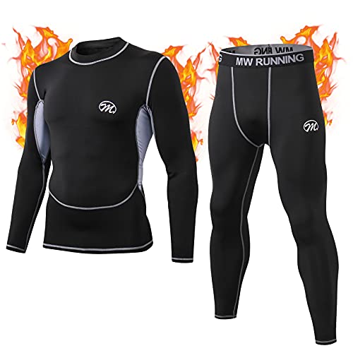 MeetHoo Thermounterwäsche Herren, Funktionsunterwäsche Set Funktionswäsche Atmungsaktiv Thermo Unterwäsche Thermowäsche Base Layer Radsport Laufen