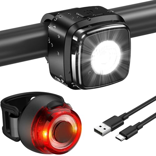 Apkezel LED Fahrradlicht Set, StVZO Zugelassen Fahrradlicht Vorne+Rücklicht Fahrrad Fahrradbeleuchtung Set, 600mAh Fahrradlicht USB Aufladbar, IPX5 Wasserdicht Fahrrad Lichter LED Set