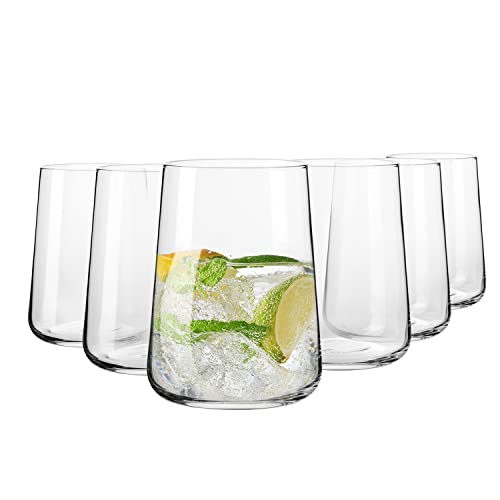 Krosno Gläser für Wasser, Getränke und Säfte | Elegantes Design | Bleifreies | Fassungsvermögen | Infinity Kollektion | Ideal für Zuhause, Restaurants, Partys | Spülmaschinenfest (6 Stück - 490ml)