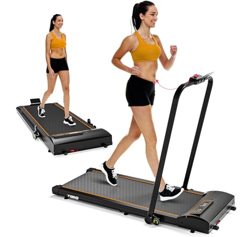 TODO Laufband, Walking Pad, Laufband für Zuhause Laufband Klappbar, 1-12 KM/H Laufband Schreibtisch Fitnessgeräte für Zuhause mit Fernbedienung, LCD-Anzeige und Handläufe