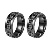 2 Stück Modeaccessoires Stress Ring, Personalisierter Fidget Ring, Stressabbau Und Anti-Angst Stress Ring Geschenk Für Männer Und Frauen (Schwarz)