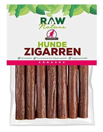 RAW Nature Hunde-Zigarre Känguru PUR 7-Stück - 100% natürliches Hundesnack - Monoprotein - hypoallergen & getreidefrei - luftgetrocknetes Kängurufleisch - Dörrfleisch - hochwertiges Muskelfleisch