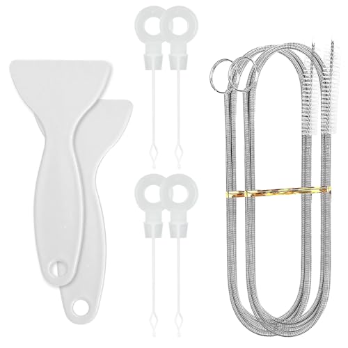 FINEASY 8 Stück Kühlschrank Reinigungsset, Kühlschrank Abfluss Reinigung, Kühlschrank Reinigung Set mit Flexible Abflussbürste, Enteisungsschaufeln, Kolben - Für Kühlschranks, Küche