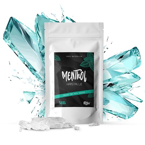 DIYer® 500g Mentholkristalle im praktischen Zipper Beutel - zertifizierte Premium Qualität aus 100% reinem Minzöl - Ideal als Sauna Aufgussmittel - Eiskristalle - Ideales Sauna Zubehör