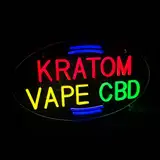 LED Kratom Vape CBD-Schild, Business-Schild für Tabakladen oder Zigarettenladen, animierte Schilder mit mehreren Lichtmodi, ideal für die Präsentation im Schaufenster (68,6 x 38,1 cm, transparent,