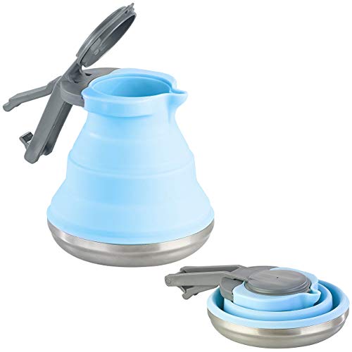Rosenstein & Söhne Reisewasserkocher: Faltbarer Silikon-Camping-Wasserkessel mit Edelstahlboden, 1,5 Liter (Campingzubehör, Reisewasserkocher faltbar, Wasserkanister)