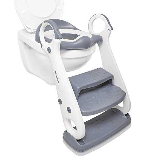 Premium Toilettensitz Kinder mit Treppe von BEARTOP | rutschfest | Toilettenhöhe 38-42cm | stabileres Design 2021 | bis zu 75kg | Toilettentrainer, WC Sitz, Trainer | Zufriedenheitsgarantie (3 Jahre)*