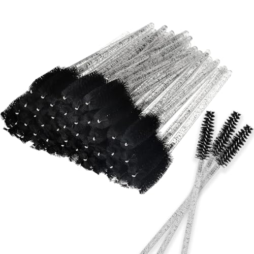 Einweg-Kristall-Augenpinsel, Pinsel Mascara Zauberstäbe, Wimpernmascara-Bürsten, Augenwimpern-Applikator-Pinsel (50PCS, Schwarz)