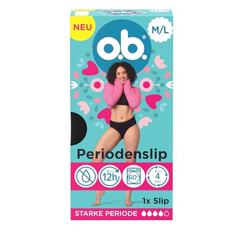 o.b. Periodenslip in Größe M / L, (1 Stück), wiederverwendbare Periodenunterwäsche bei starker Periode für bis zu 12 Stunden Auslaufschutz