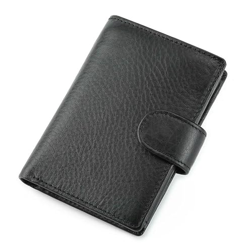 AKAILY Herren Geldbörse Kuh Leder Männer Hasp Design Kurze Mit Reisepass Foto Halter Für Männliche Kupplung Geldbörsen-schwarz