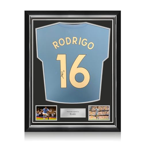 Exclusive Memorabilia Von Rodri signiertes Manchester City-Trikot 2021-22. Überlegener Rahmen