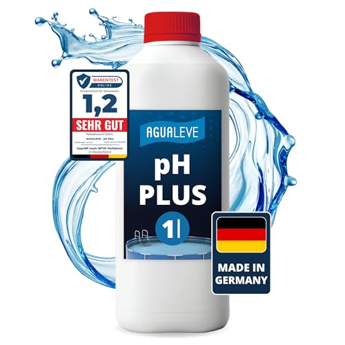AGUALEVE® pH Plus 1 Ltr. | hebt den pH-Wert punktgenau | für Pools, Aufstellpools, Whirlpools jeder Art und Größe | Markenqualität Made in Germany | mit Note 1,2 getestet