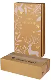 5x Wein-Versand-Set/ 2er Flaschen Geschenkkarton Weihnachten Natur/Gold + zertifizierter Versandkarton
