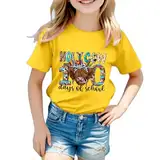 Freizeit Mädchen T-Shirt für Schulsaison Sommer T-Shirts für Teenager, Kinder, Mädchen, Kinder, kurzärmelig, Bedruckt, T-Shirt, Trendige Mädchen-Fans, Basic T-Shirt mit kurzen Ärmeln (Yellow, 130)