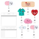 tao pipe 6 Stück Ausweishüllen, Krankenschwester Ausweishalter Einziehbare ID Kartenhalter mit 6 Kartenhaltern Cartoon Ausweishalter mit Clip Geschenken für Freiwillige Ärzte, Krankenschwestern