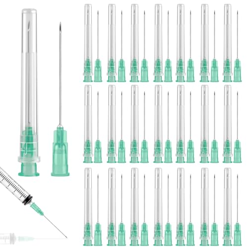 kayqbonke 100 Stück Abgabe Tube mit Deckel, 21G 0,8-38mm Edelstahl Industrie Laborzubehör, Einzeln Verpackt, Spritzen Nadeln Stumpfe Spritze für Nachfüllen Liquid, Tinten, Kleben