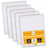 perfect line - 10 Dokumententaschen DIN-A4, Sammelmappe mit Klettverschluss, 2-geteilt, Dokumentenmappe transparent, robust, stabil