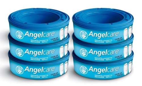 Angelcare Original Nachfüllkassetten Plus, 6er-Pack, hält bis zu 12 Monate, 5x weniger Folienverbrauch