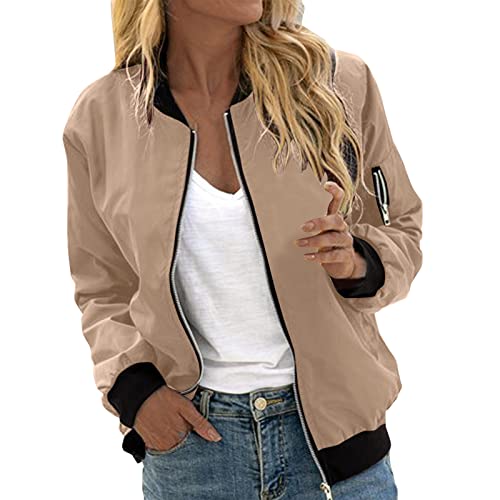 Bomberjacke Damen Blumenmuster Coat Sommer Blouson Reißverschluss Herbst Frühling Jacket Mädchen Sommerjacke Kurz Outwear College Jacke leichte Pilotenjacke Langarm Fliegerjacke Pilotenjacke