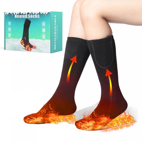 Beheizbare Socken,5V/5000mAh Beheizte Socken Herren Damen Fußwärmer Heizsocken mit 4 Einstellbarer Temperatur,Fusswärmer Elektrisch Warme Socken für Winter Outdoor Camping Angeln Wandern (L1)