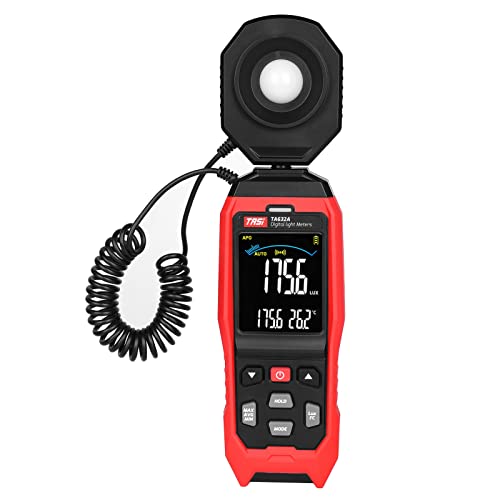 USKI Digitales Luxmeter Digitale Beleuchtungszähler Photometer Beleuchtungskörper Meter 0-200000 Lux, Lichtmesser digitaler Illuminator Hand Umgebungstemperaturmessgerät,