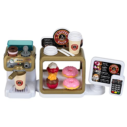 Theo Klein 9501 Coffee Shop I Espresso-Bar mit Wasserdurchlauffunktion und Touchdisplay I Inkl. Zubehör und Spielzeug-Lebensmittel I Maße: 45 cm x 23,5 cm x 13 cm I Spielzeug für Kinder ab 3 Jahren