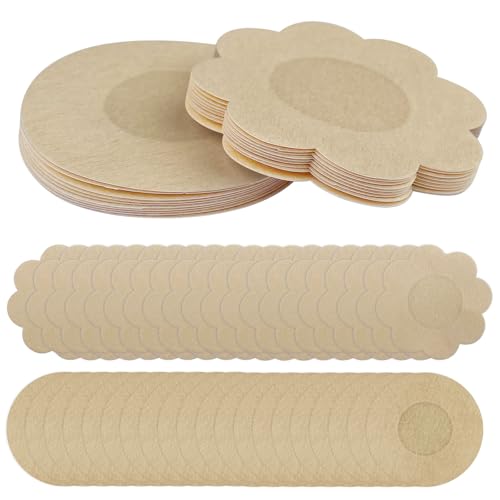 Rseuphiee 60 Stück Nippelabdeckungen, 15 Paare Blume, 15 Paare Rund, Wasserdicht Nipple Cover, Selbstklebende Brustwarzenabdeckungen, Einmaliger Gebrauch Nippel Aufkleber, Ultra Dünne Brust Aufkleber