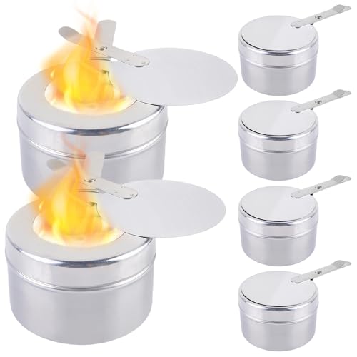 LEKEFETO 6 Stück Brennpastenbehälter: Brennpastenbehälter Edelstahl Brennpastenbehälter mit Deckel Brennpastenbehälter Outdoor für Warmhaltebehälter, Buffet Zubehör, Fondue