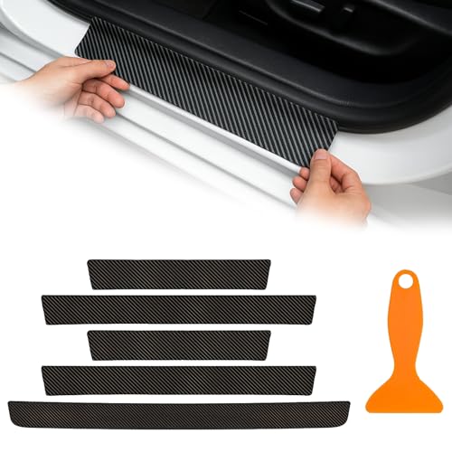 5 pcs Auto Einstiegsleisten Schutz und Eine Schaufel, Heckstoßstange Carbon Schutzfolie, Einstiegsleisten Kratzschutz, Lackschutzfolie Schutzfolie für Auto, Abrieb Und Starke